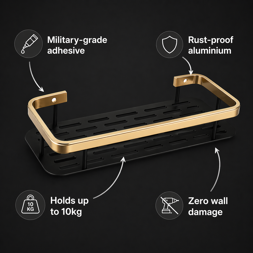 NORA Shelf™ | No-Drill Wall Organiser — Damage-Free Storage for Renters