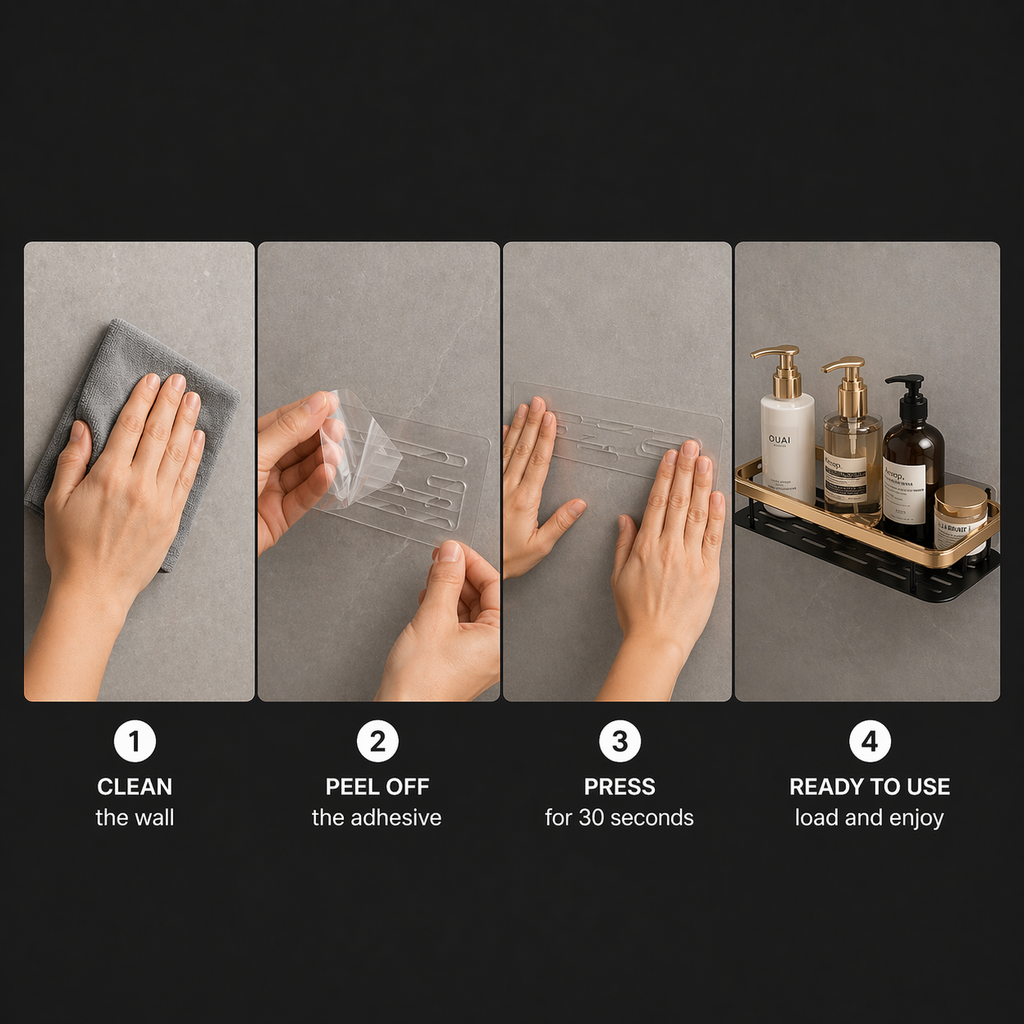 NORA Shelf™ | No-Drill Wall Organiser — Damage-Free Storage for Renters