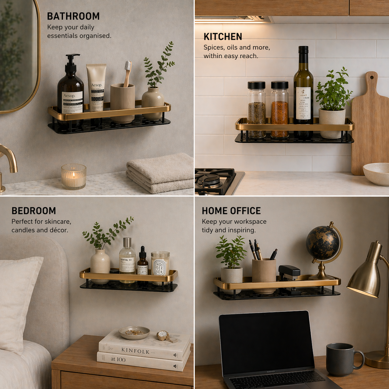 NORA Shelf™ | No-Drill Wall Organiser — Damage-Free Storage for Renters